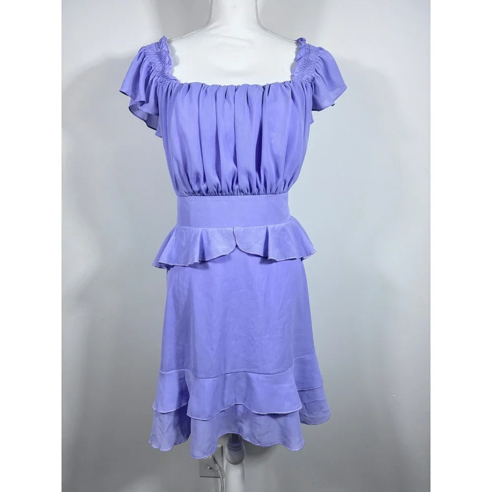 Coquette‎ Lavender Ruffle Mini Dress XXL Cottagecore Babydoll Fit & Flare